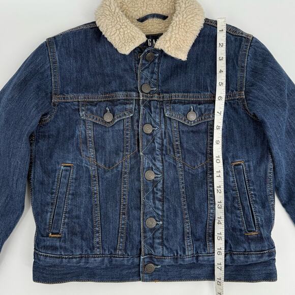 GAP Kid's Sherpa Lined Denim Jacket Trucker Size M‎ 8-9 - Picture 7 of 8